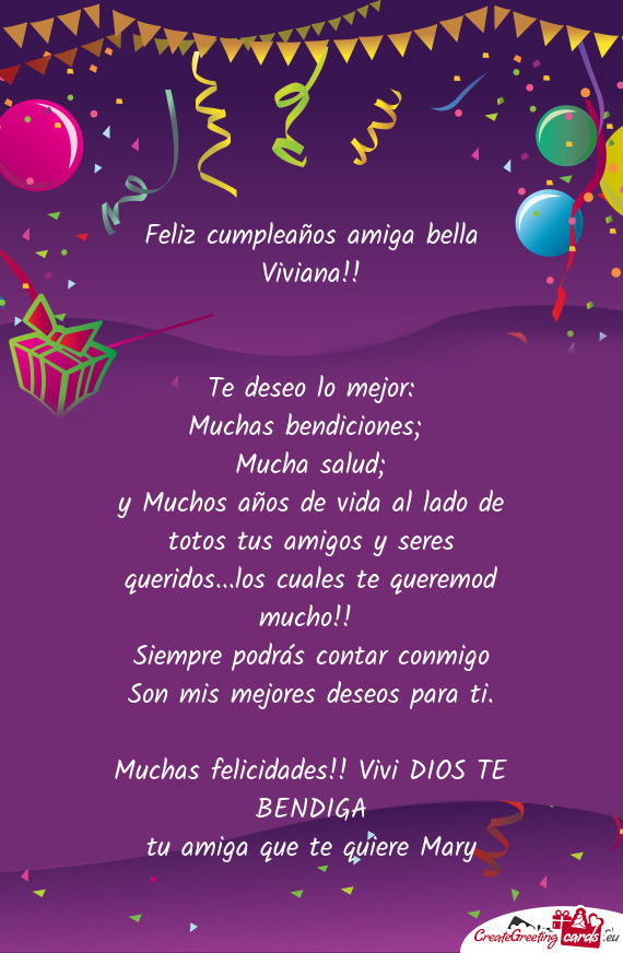 Feliz cumpleaños amiga bella Viviana