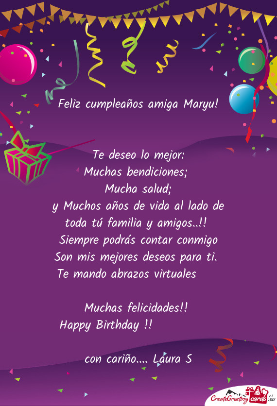 Feliz cumpleaños amiga Maryu