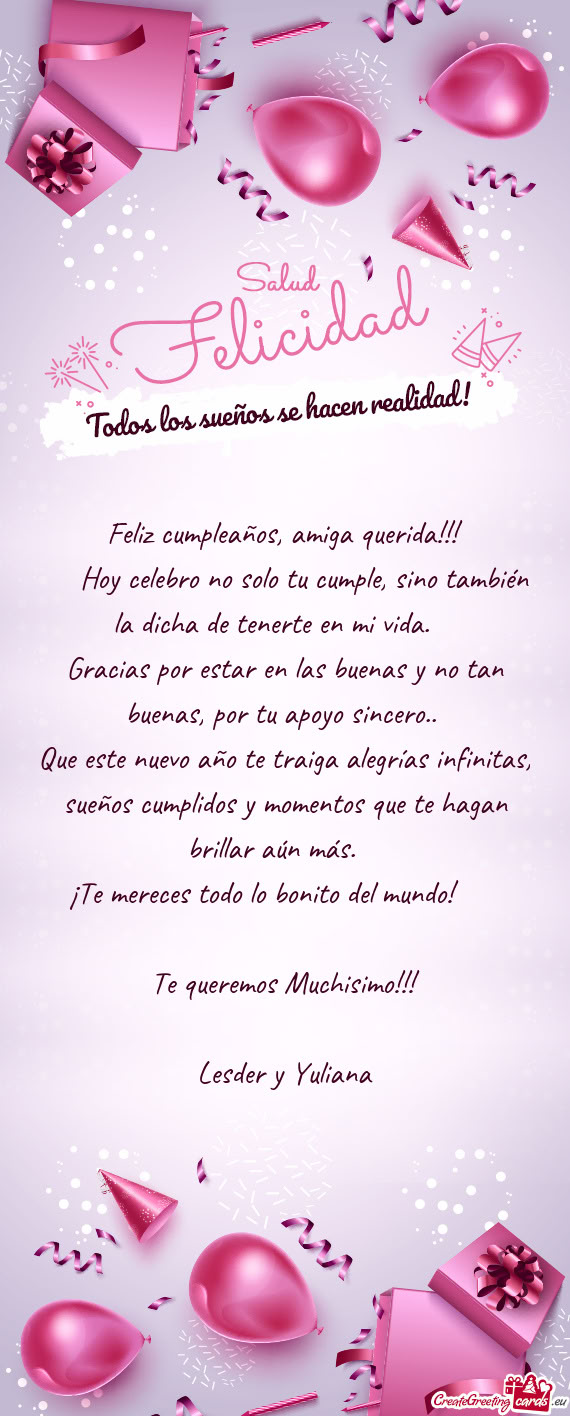 Feliz cumpleaños, amiga querida