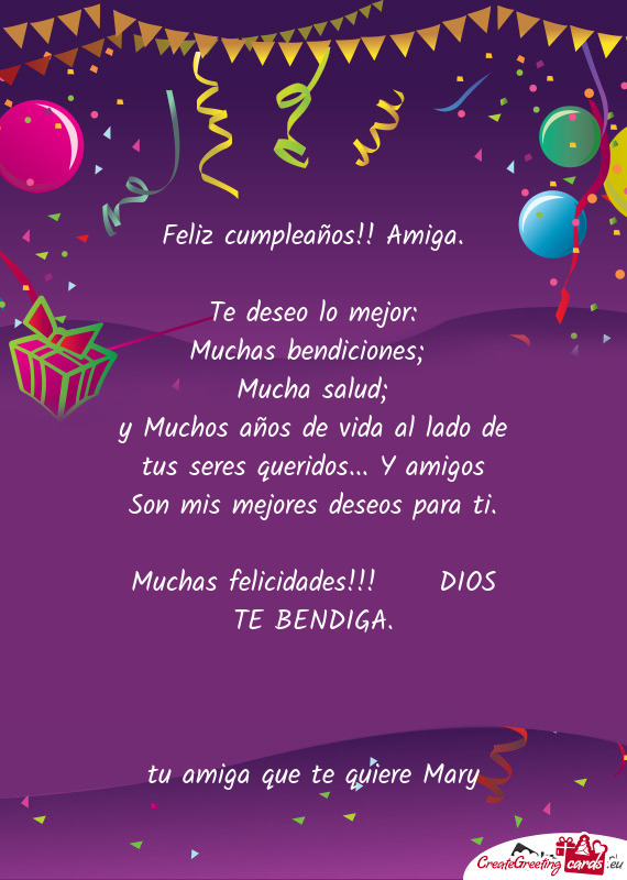 Feliz cumpleaños!! Amiga