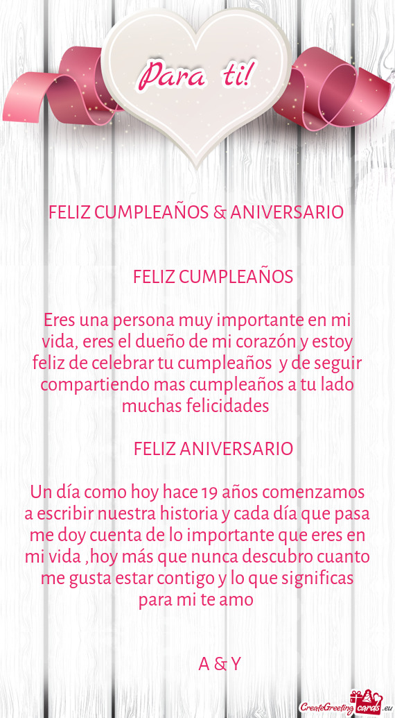 FELIZ CUMPLEAÑOS & ANIVERSARIO