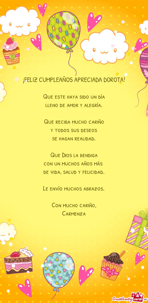 ¡FELIZ CUMPLEAÑOS APRECIADA DOROTA