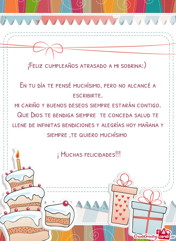 ¡Feliz cumpleaños atrasado a mi sobrina:)