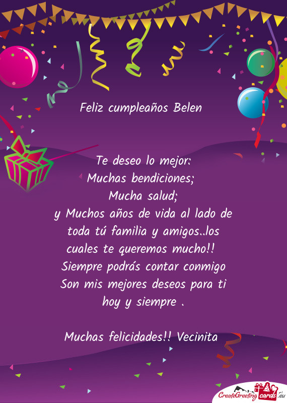 Feliz cumpleaños Belen