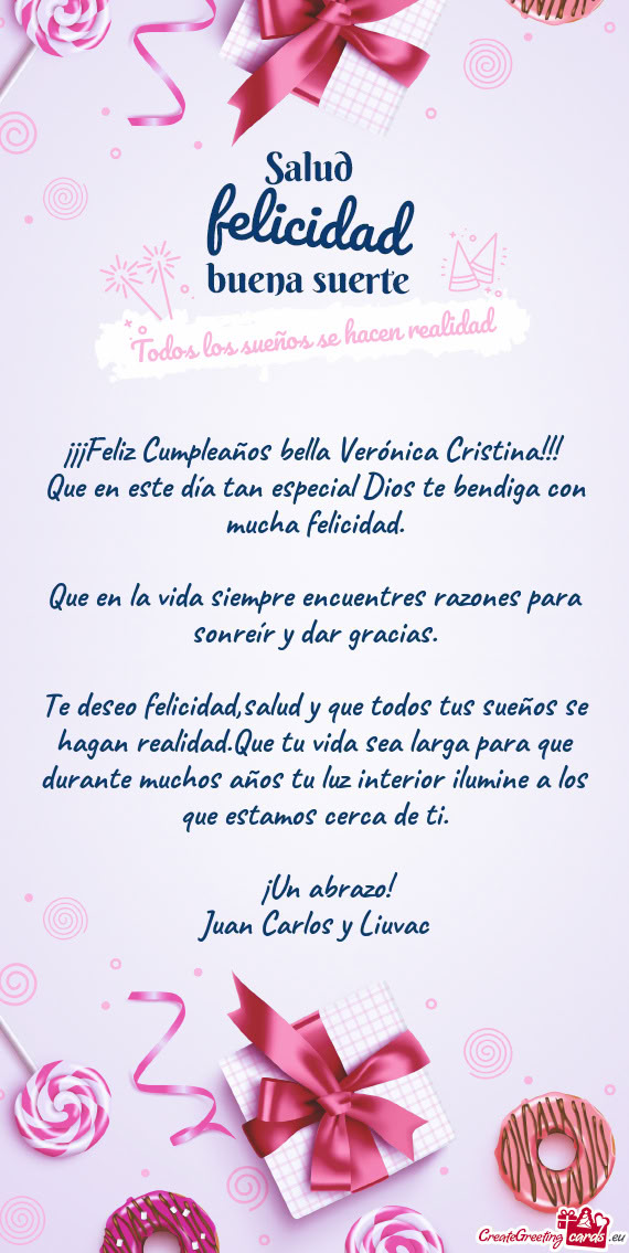 ¡¡¡Feliz Cumpleaños bella Verónica Cristina