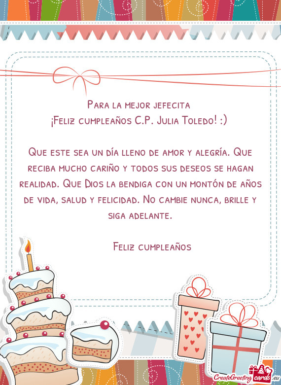 ¡Feliz cumpleaños C.P. Julia Toledo! :)