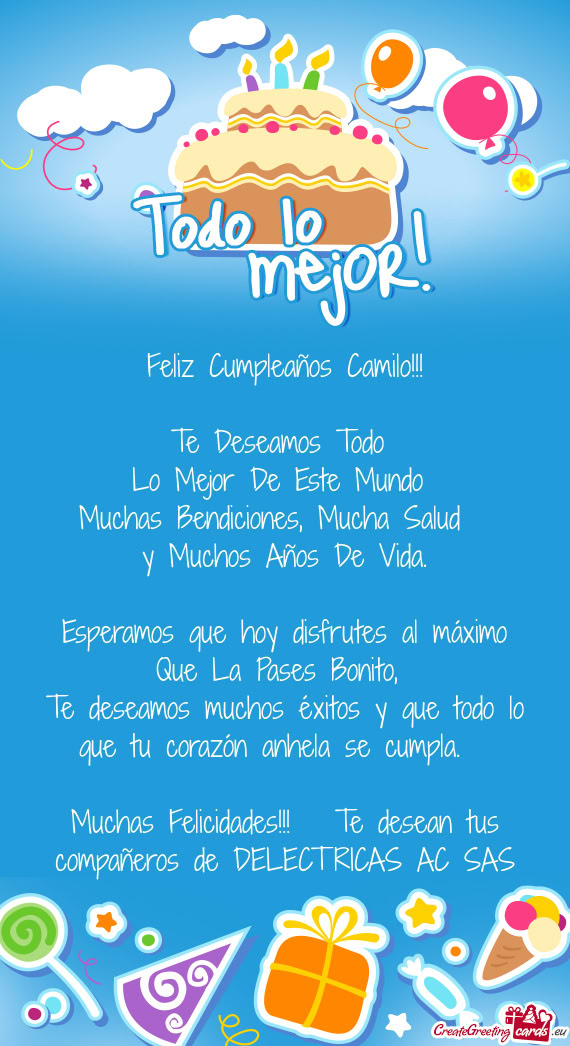 Feliz Cumpleaños Camilo