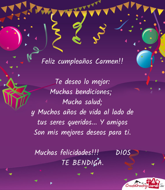 Feliz cumpleaños Carmen