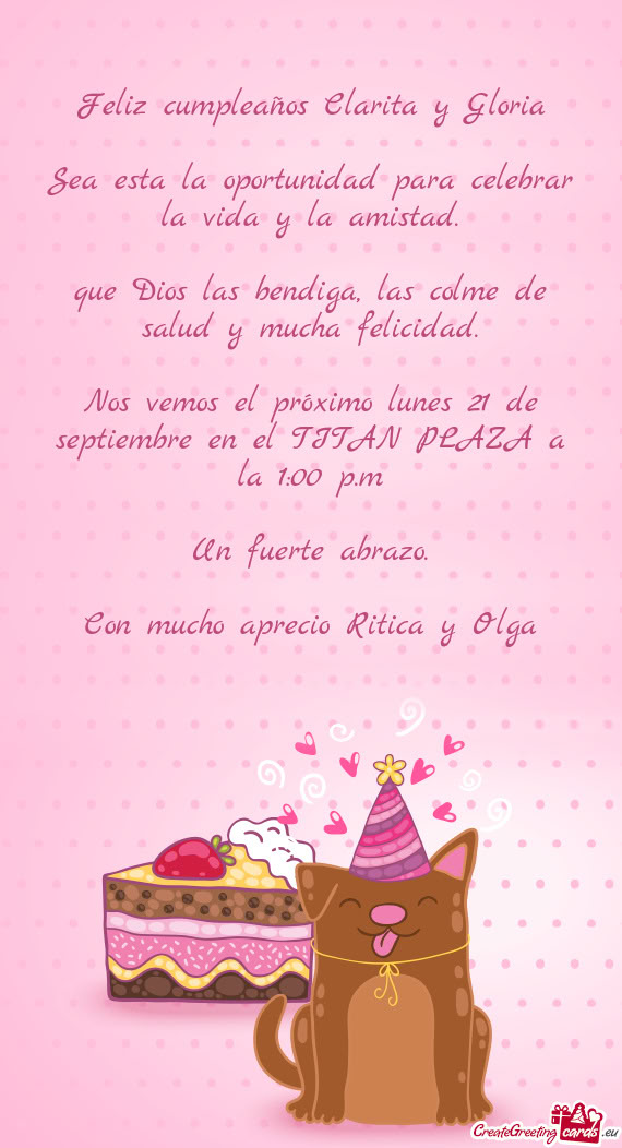 Feliz cumpleaños Clarita y Gloria