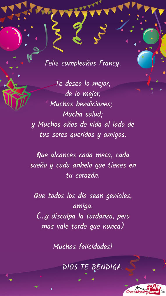 Feliz cumpleaños Francy