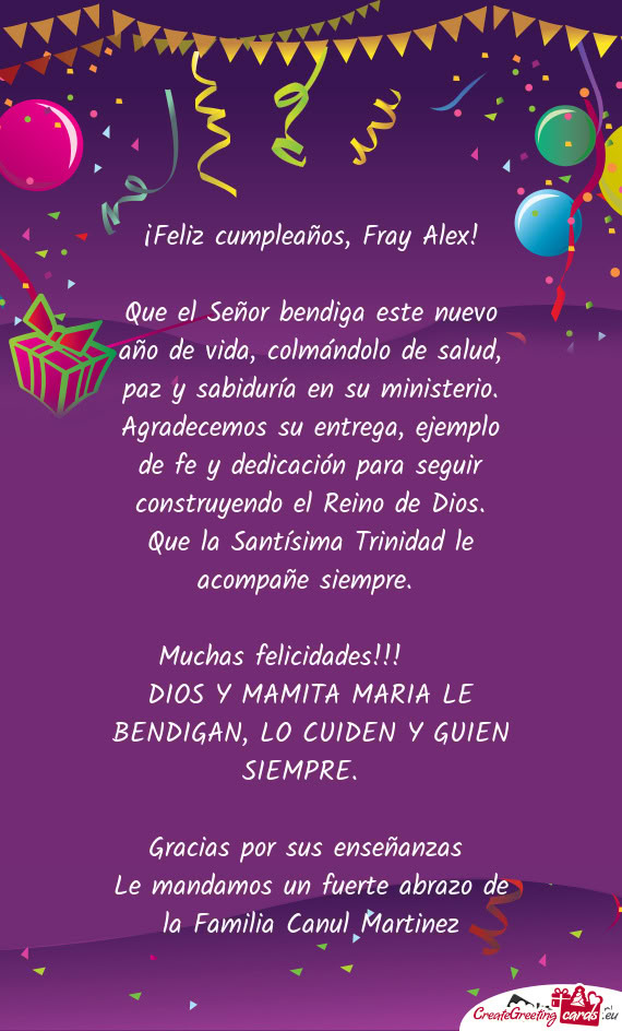 ¡Feliz cumpleaños, Fray Alex