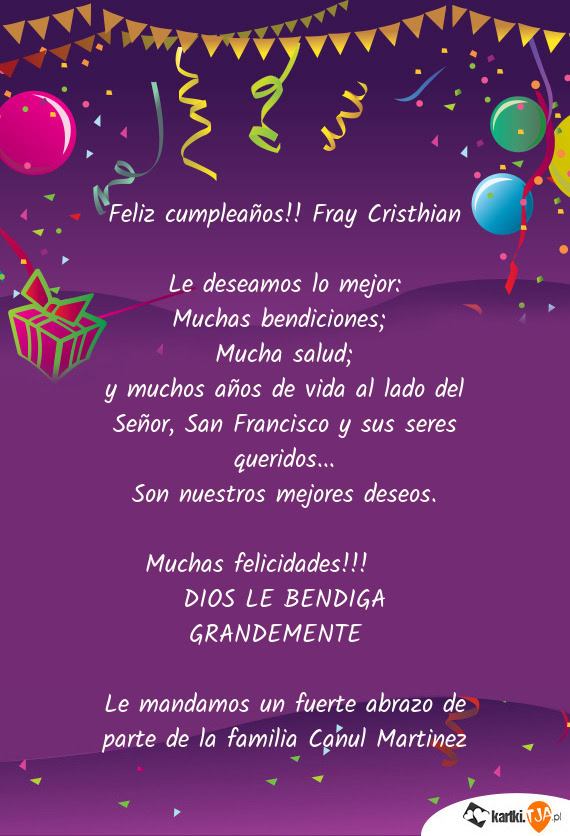 Feliz cumpleaños!! Fray Cristhian