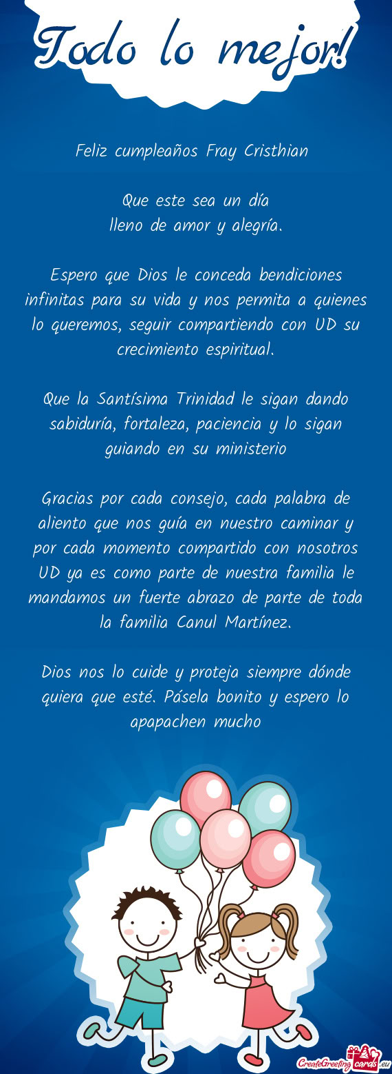 Feliz cumpleaños Fray Cristhian