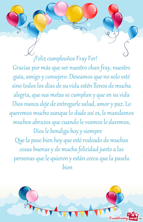 ¡Feliz cumpleaños Fray Fer! 🎁🎊🥂🍾
