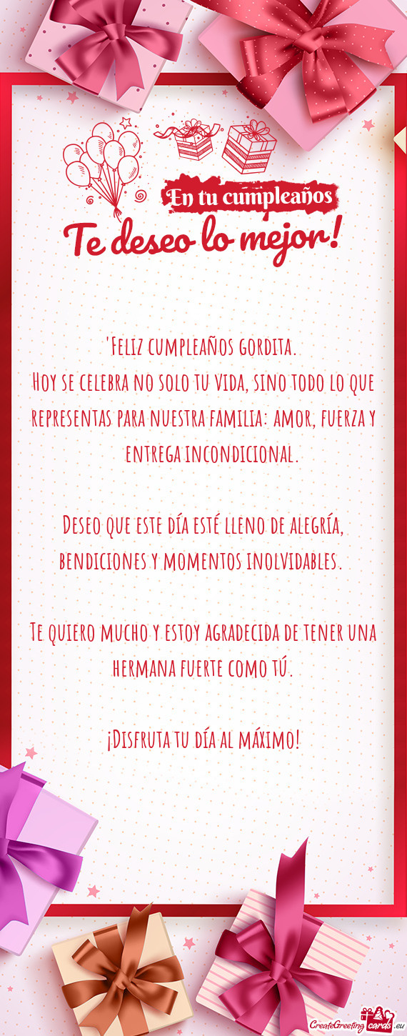 "Feliz cumpleaños gordita