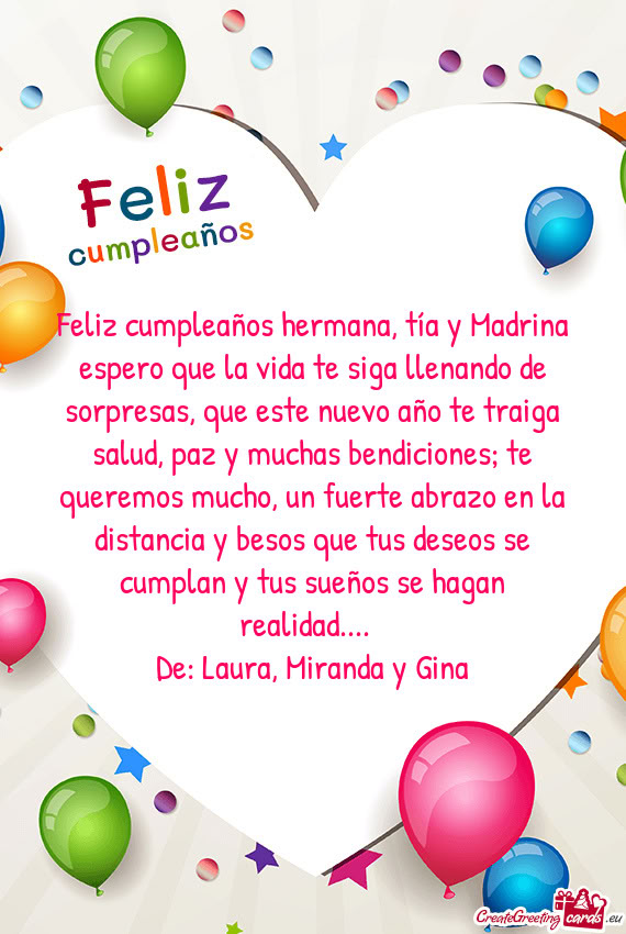 Feliz cumpleaños hermana, tía y Madrina espero que la vida te siga llenando de sorpresas, que este