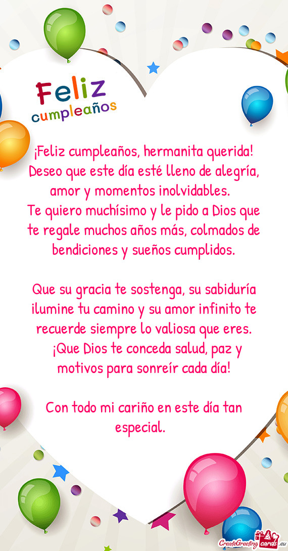 ¡Feliz cumpleaños, hermanita querida