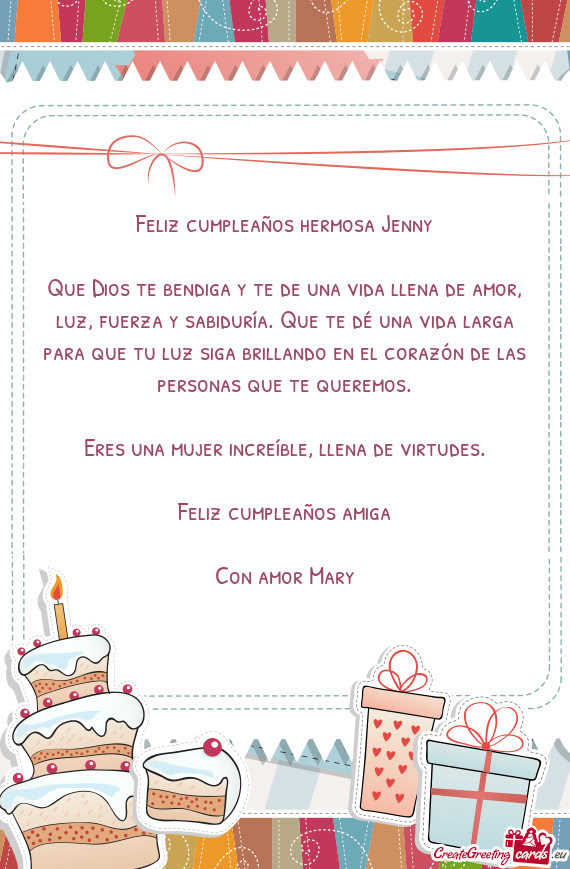 Feliz cumpleaños hermosa Jenny