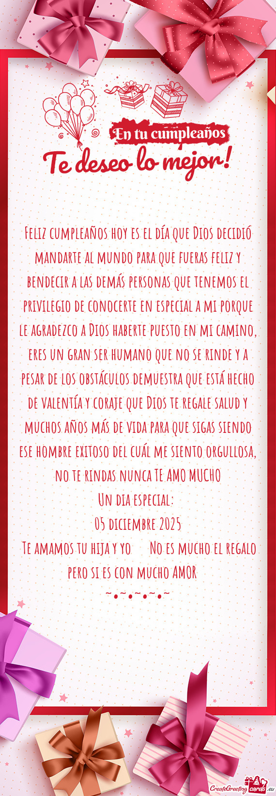 Feliz cumpleaños hoy es el día que Dios decidió mandarte al mundo para que fueras feliz y bendeci