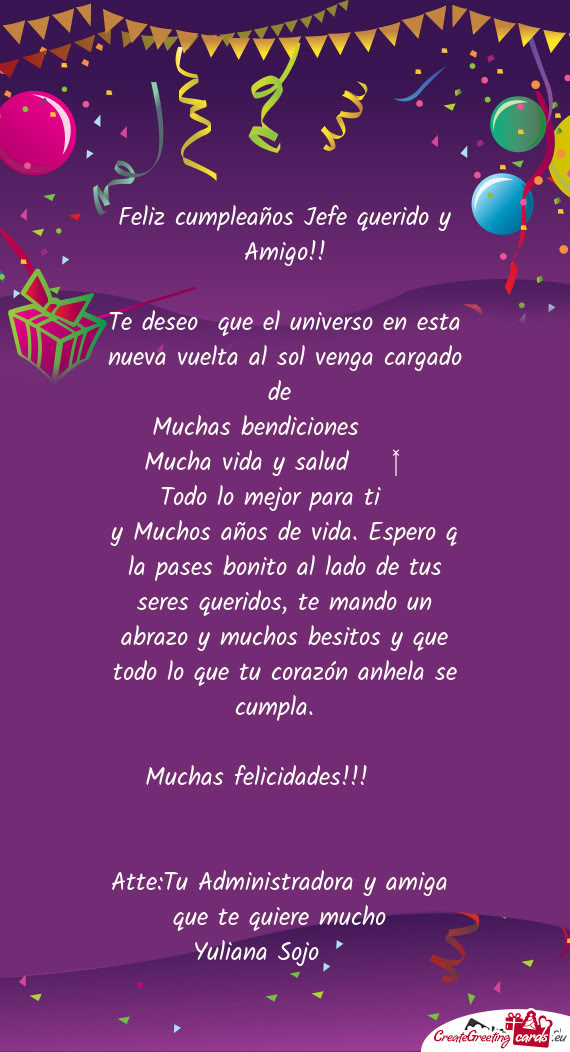 Feliz cumpleaños Jefe querido y Amigo