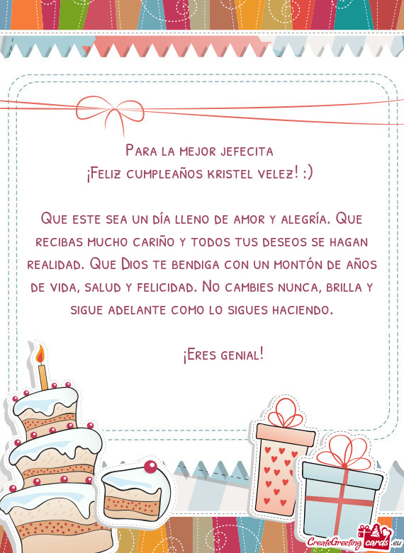 ¡Feliz cumpleaños kristel velez! :)