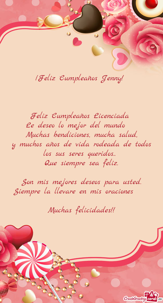 Feliz Cumpleaños Licenciada