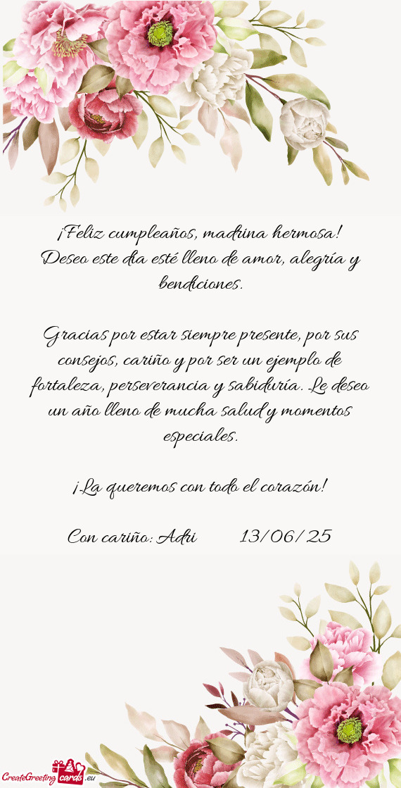¡Feliz cumpleaños, madrina hermosa