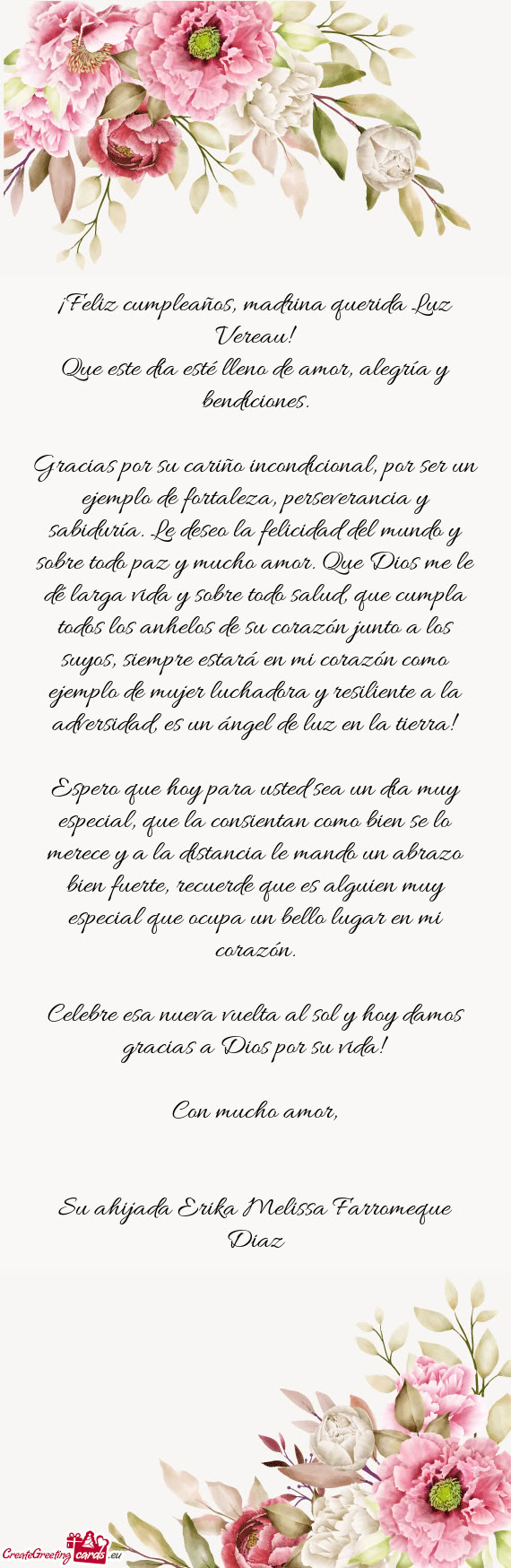 ¡Feliz cumpleaños, madrina querida Luz Vereau