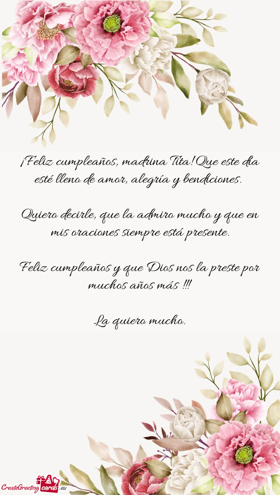 ¡Feliz cumpleaños, madrina Tita! Que este día esté lleno de amor, alegría y bendiciones