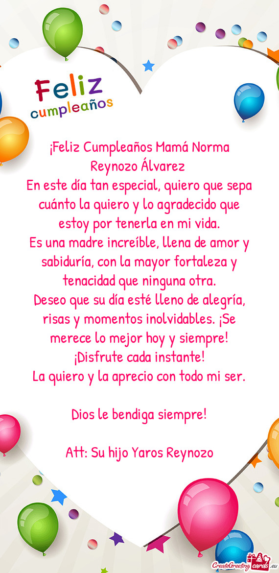 ¡Feliz Cumpleaños Mamá Norma Reynozo Álvarez