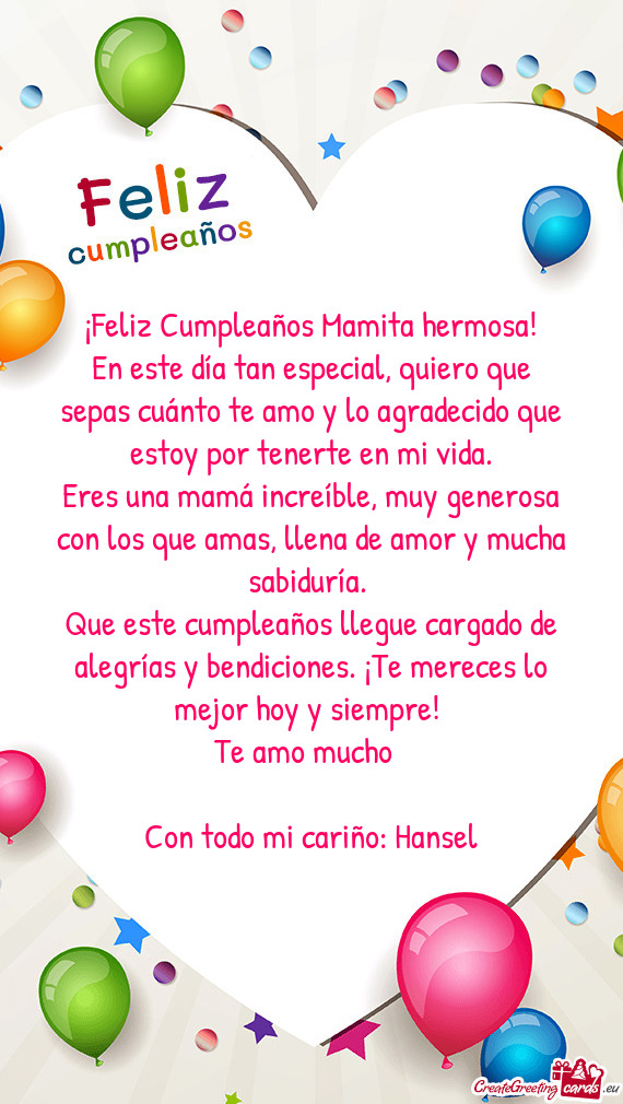 ¡Feliz Cumpleaños Mamita hermosa