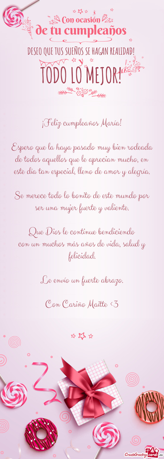 ¡Feliz cumpleaños María