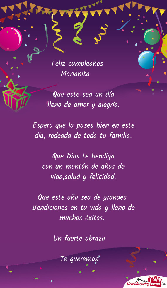 🥳🎉Feliz cumpleaños   Marianita🎁🎂🥳