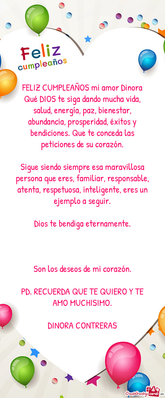 FELIZ CUMPLEAÑOS mi amor Dinora