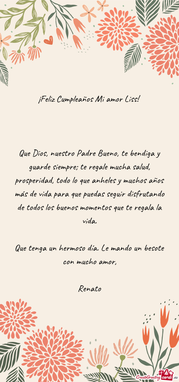 ¡Feliz Cumpleaños Mi amor Liss