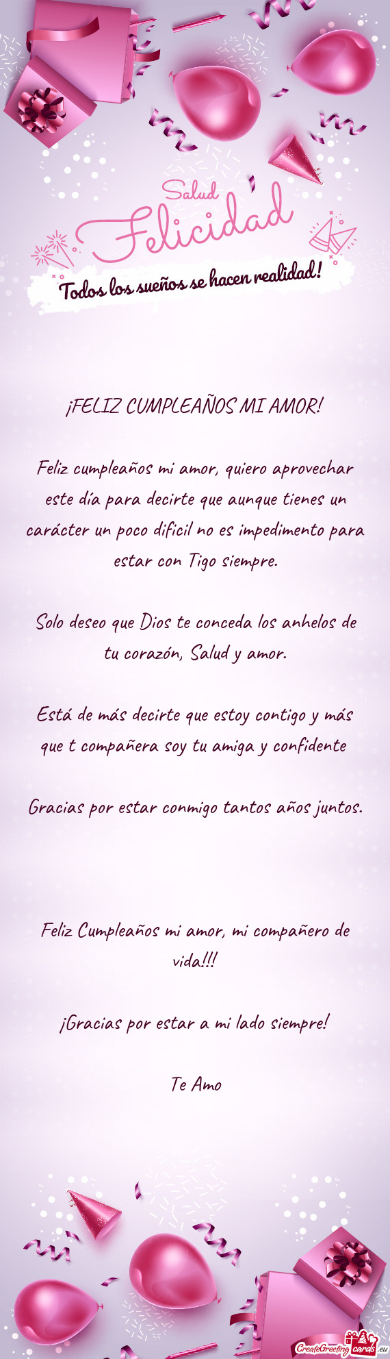 Feliz cumpleaños mi amor, quiero aprovechar este día para decirte que aunque tienes un carácter u
