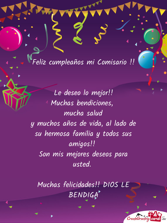 Feliz cumpleaños mi Comisario