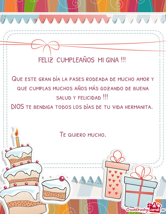 FELIZ CUMPLEAÑOS MI GINA