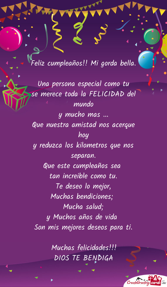 Feliz cumpleaños!! Mi gorda bella