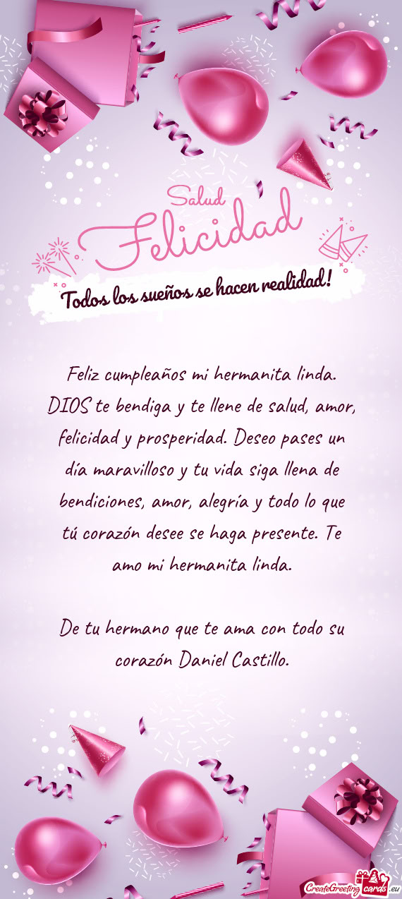 Feliz cumpleaños mi hermanita linda