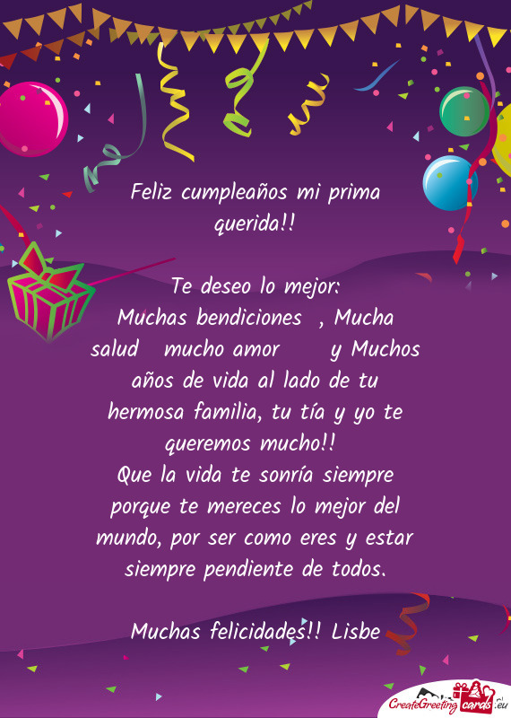 Feliz cumpleaños mi prima querida