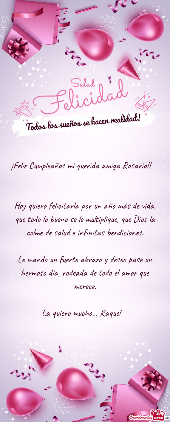 ¡Feliz Cumpleaños mi querida amiga Rosario!! 🥳
