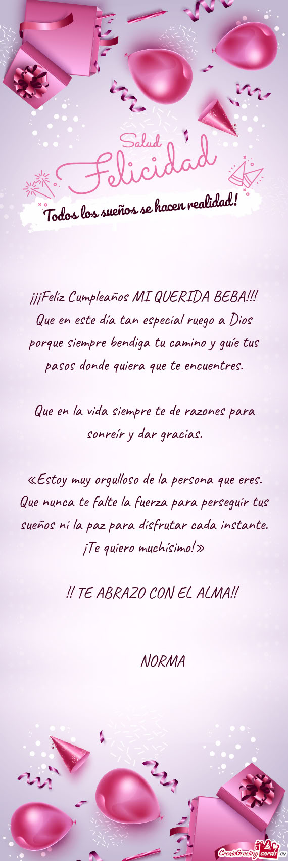 ¡¡¡Feliz Cumpleaños MI QUERIDA BEBA