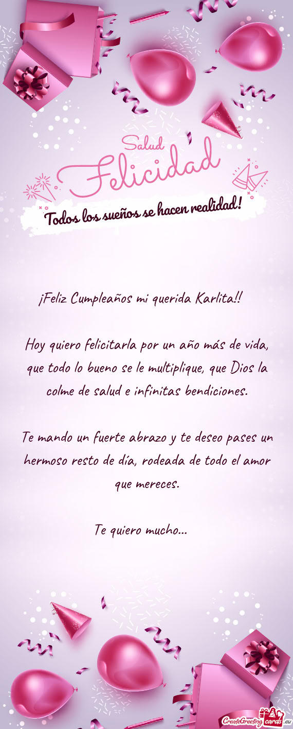 ¡Feliz Cumpleaños mi querida Karlita!! 🥳