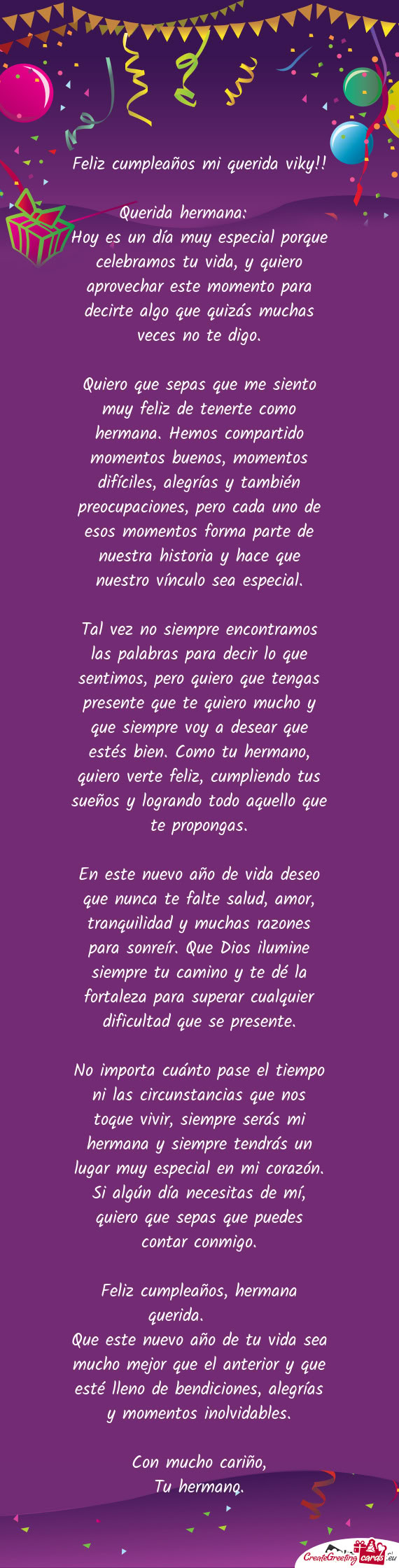 Feliz cumpleaños mi querida viky