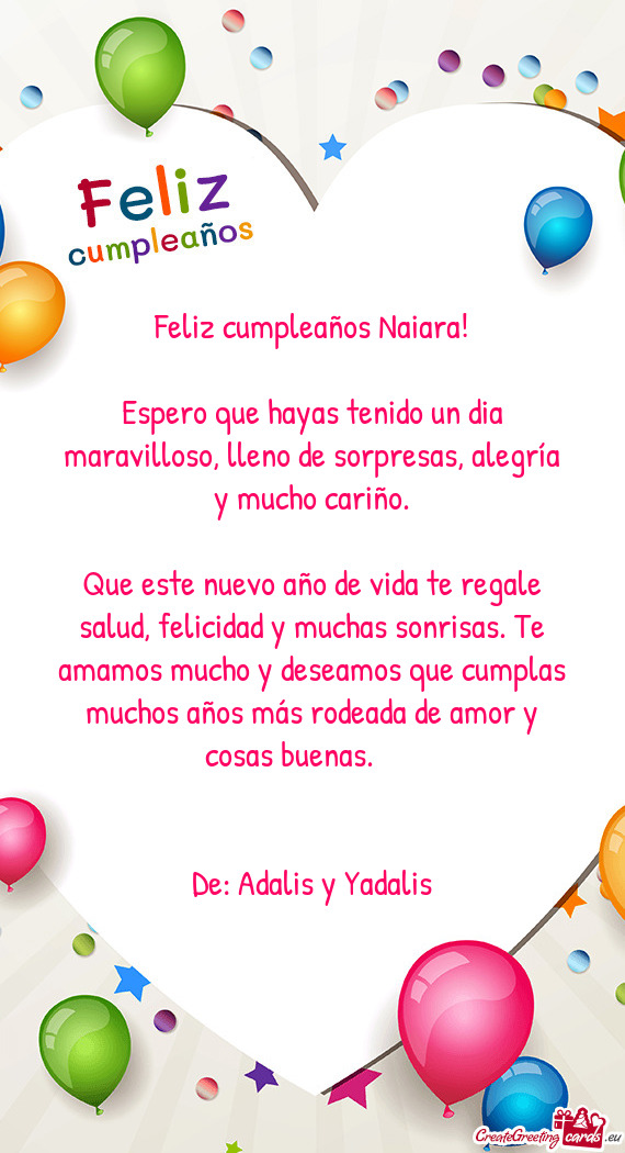 Feliz cumpleaños Naiara