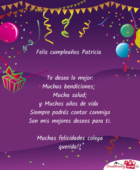 Feliz cumpleaños Patricia