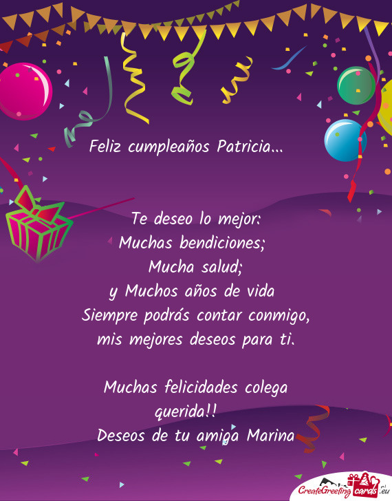 Feliz cumpleaños Patricia...🎂