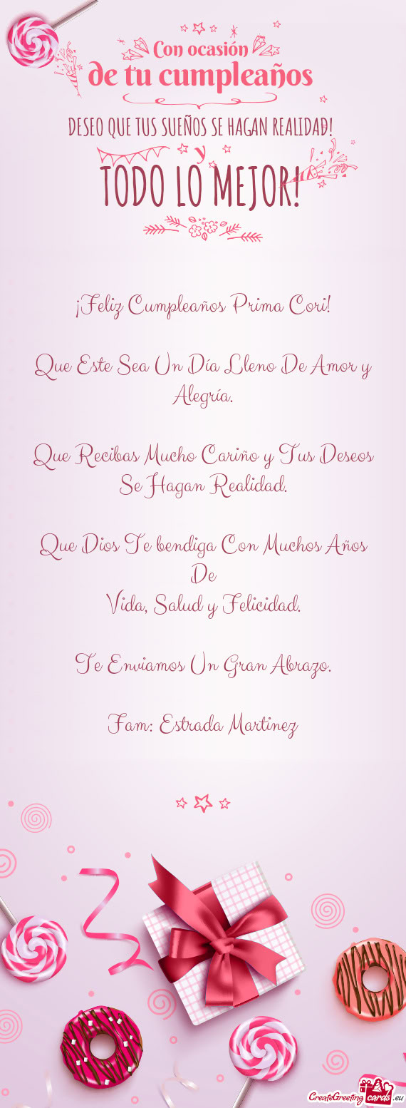 ¡Feliz Cumpleaños Prima Cori