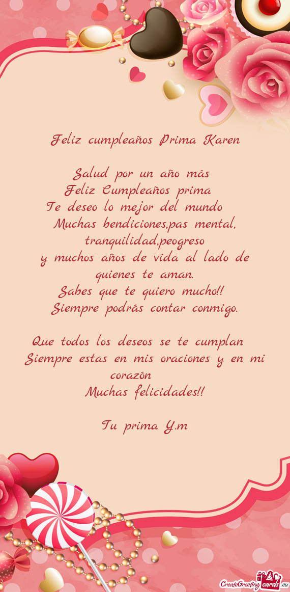Feliz cumpleaños Prima Karen